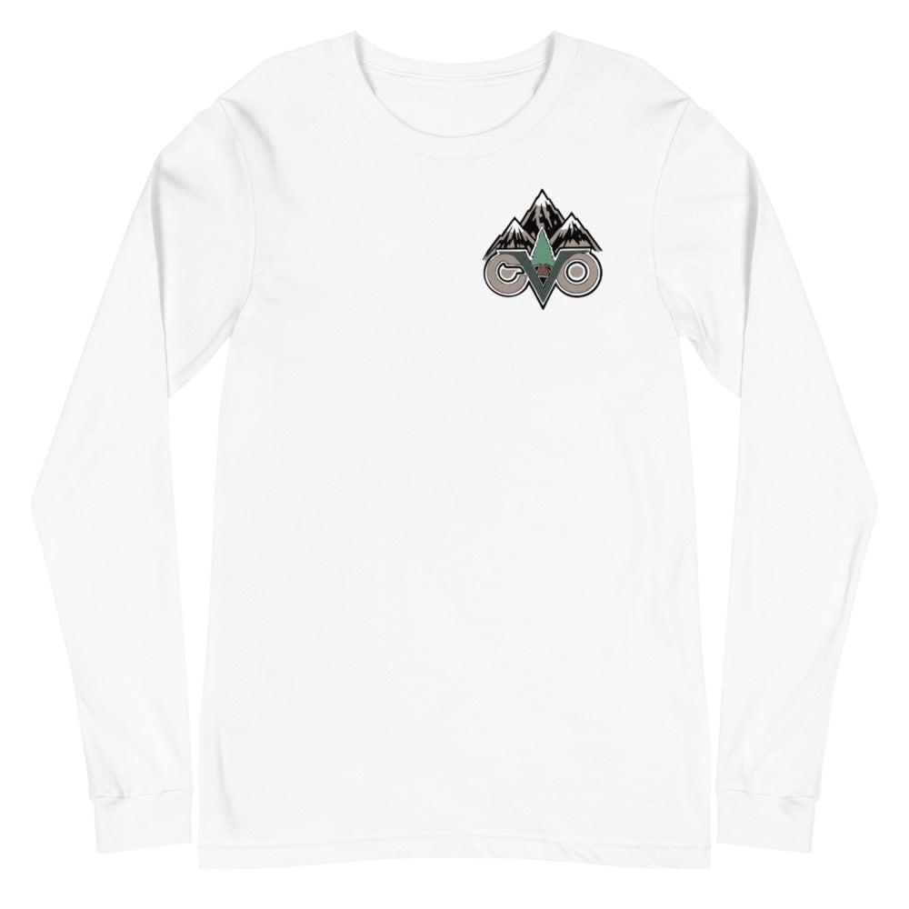 Calivada Outdoors custom white logo long sleeve t shirt portland oregon clothing